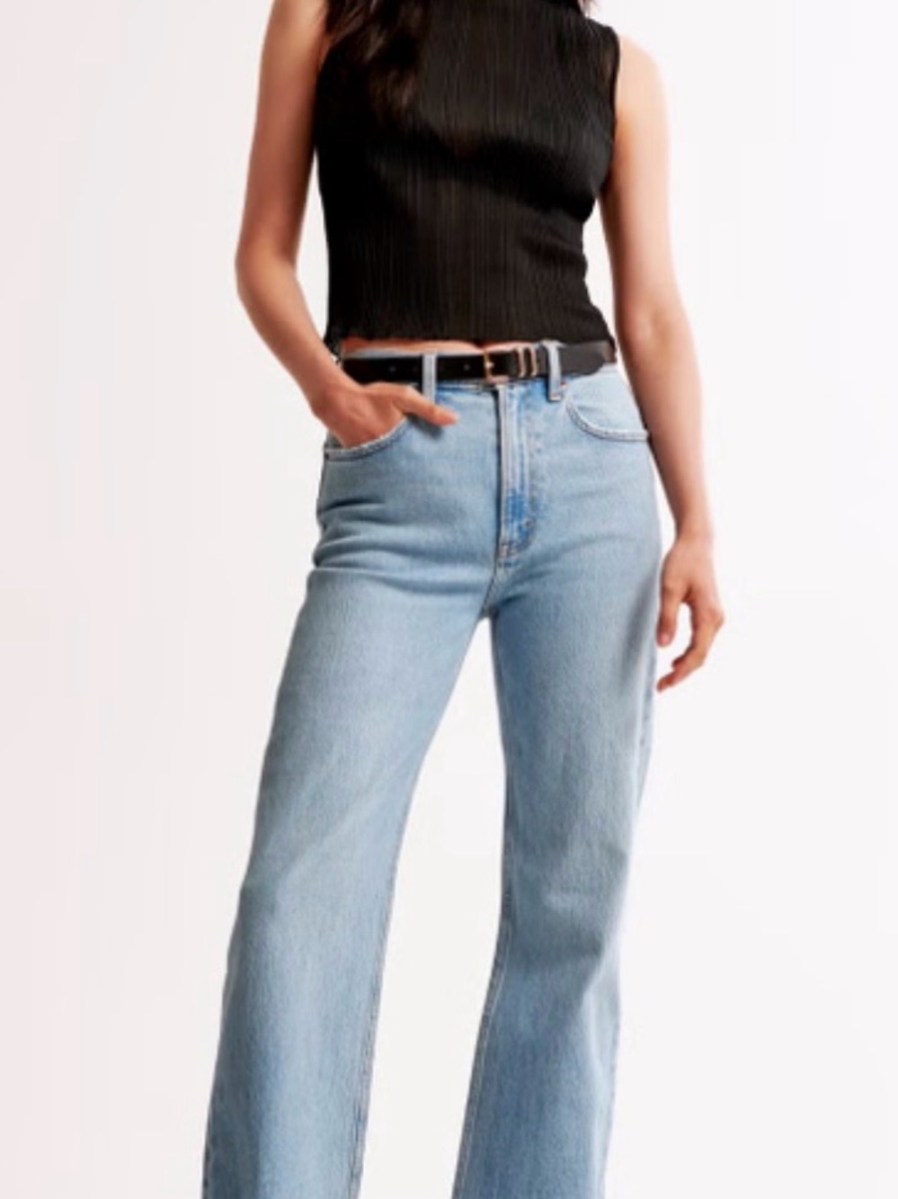 Abercrombie & Fitch Light Blue High-Rise Straight Jeans